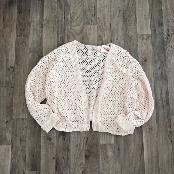 Jessica Simpson crochet knit beige cardigan - Picture 1 of 5